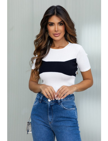  Blusa De Tricot Decote Careca Frash Stetch Atacado Feminina Revanche Ibipeba Branco