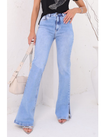 Calça Jeans Flare Com Fenda Lateral Atacado Feminina Revanche Azul 