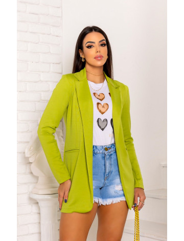 Blazer Maxi Com Bolso Embutido Atacado Feminino Revanche Formerie Verde Claro