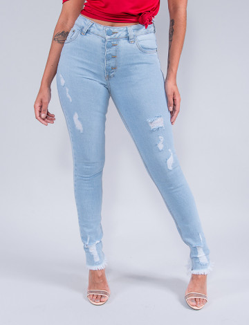 Calça Jeans Atacado Cigarrete Feminina Revanche Maressa Azul Frente