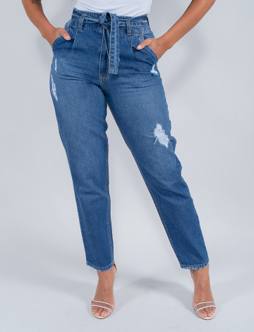 Calça Jeans Atacado Mom Feminina Revanche Giorgia Azul Frente