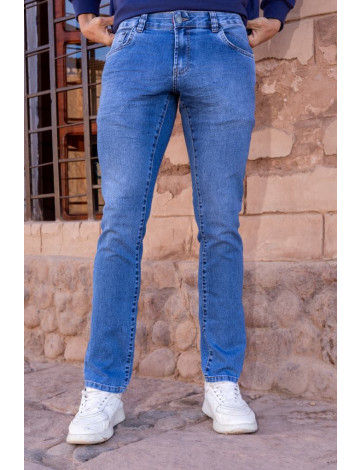 Calça Jeans Reta Com Elastano Atacado Masculina Revanche Serrato Azul