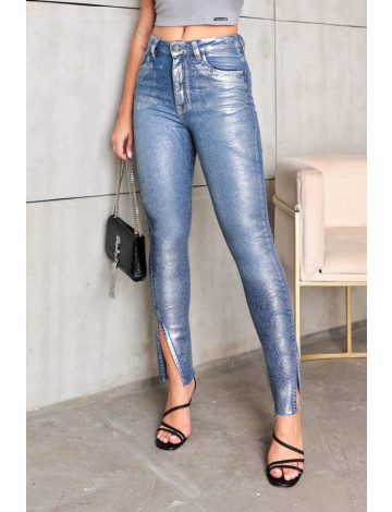 Calça Jeans Skinny Com Foil e Glitter Atacado Feminina Revanche Valais