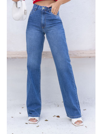 Calça jeans wide leg atacado feminina Revanche Italva Azul