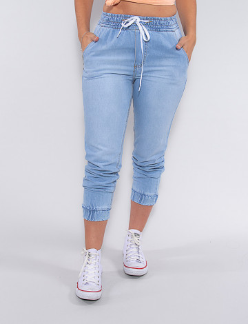 calça jeans com elastico feminina