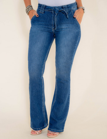 calca jeans com laco
