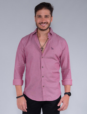 Camisa Atacado Manga Longa Masculina Revanche Raphael Rosa Frente