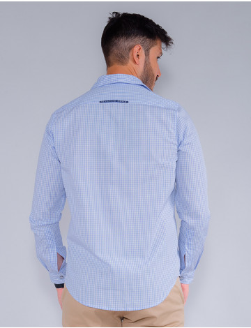 Camisa Xadrez Flanelada Manga Longa Masculina Revanche Castro Xadrez Azul