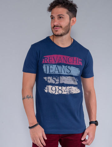 Camiseta Atacado Masculina Revanche Ravi Azul Frente