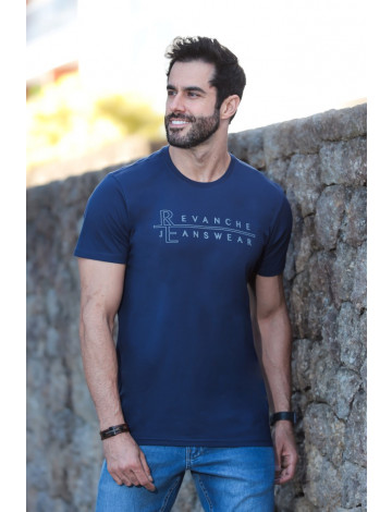 Camiseta Decote Careca Estampada Atacado Masculino Revanche Mirador Azul Marinho