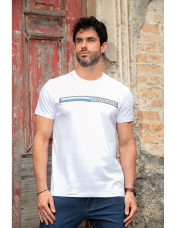 Camiseta Estampada Atacado Masculino Revanche Misqueta Branco