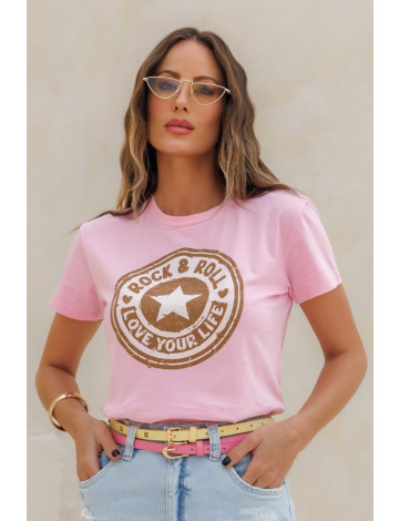 Camiseta Tinturada Atacado Feminino Revanche Petrolândia Rosa Claro