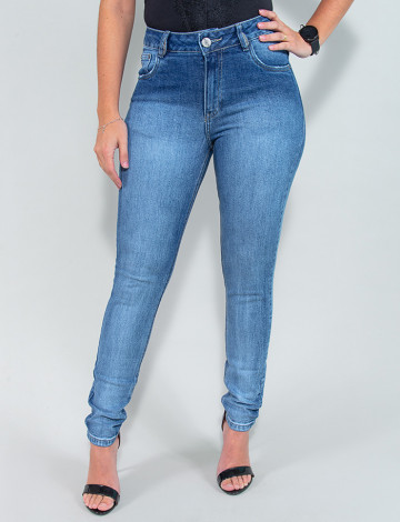 Calça Jeans Atacado Cigarrete Feminina Revanche Rousset Azul Frente