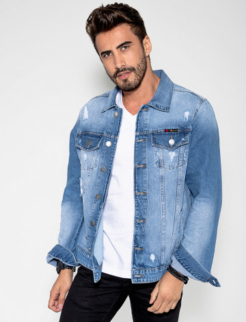 jaqueta jeans regata masculina