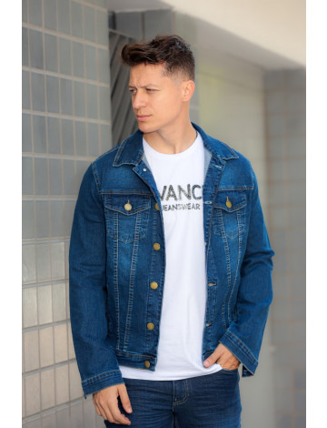 Jaqueta Jeans Com Elastano Atacado Masculino Revanche Remanso Azul