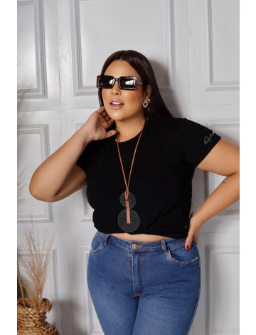 Blusa Baby Look Basica Curvy Atacado Feminina Revanche Zadar Preto