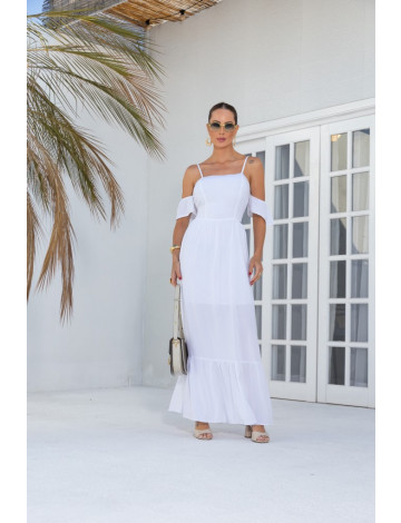 Vestido Ciganinha Longo Atacado Feminino Revanche Euritânia Branco