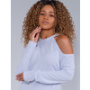 Blusa Moletinho Atacado Feminina Revanche Suri Branco Detalhe Ombro