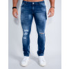 Calça Jeans Reta Com Recortes Bolso Frontal Atacado Masculina Revanche Adilson Azul 