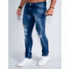 Calça Jeans Reta Com Recortes Bolso Frontal Atacado Masculina Revanche Adilson Azul 