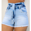 Shorts Jeans Com Cós Duplo e Bordado De Pedraria Atacado Feminina Revanche Unica