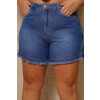 Shorts Jeans Zíper Lateral Com Galão Curvy Atacado Feminina Revanche Ibiapina Azul