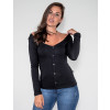 Blusa Manga Longa Atacado c/ Botões Feminina Revanche Bagdade Preto Frente