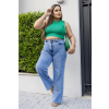 Calça Jeans Wide Leg Plus Size Atacado Feminina Revanche Gabela Azul