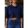 Camiseta Cropped Polo Ampla Atacado Feminina Revanche Espinosa Azul Marinho