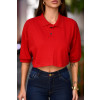 Camiseta Cropped Polo Ampla Atacado Feminina Revanche Espinosa Bordo