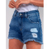  Shorts Jeans Atacado Feminino Revanche Rosselyn Azul Detalhe