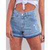 Shorts Jeans Atacado Feminino Revanche Yannick Azul Detalhe Frente