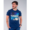 Camiseta Atacado Manga Curta Masculina Revanche Breno Azul Marinho Frente