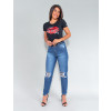 Calça Jeans Atacado Mom Feminina Revanche Camillei Azul Look