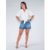 Saia Shorts Jeans Atacado Feminino Revanche Fabre Azul Look