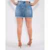 Saia Shorts Jeans Atacado Feminino Revanche Nannette Azul Costas