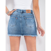 Saia Shorts Jeans Atacado Feminino Revanche Nannette Azul Detalhe Costas