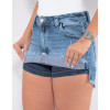 Saia Shorts Jeans Atacado Feminino Revanche Nannette Azul Detalhe Dois