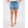 Saia Shorts Jeans Atacado Feminino Revanche Nannette Azul Frente