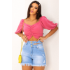 Shorts Jeans Cintura Alta Cut Out Atacado Feminino Revanche Tomboa Unica