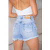 Shorts Jeans Com Apliques De Pérolas e Barra Desfiada Atacado Feminino Revanche Lovaina Unica 