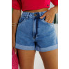 Shorts Jeans Mom Barra A Fio Atacado Feminina Revanche Terjola Azul