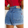 Shorts Jeans Mom Barra A Fio Atacado Feminina Revanche Terjola Azul