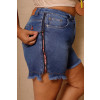 Shorts Jeans Zíper Lateral Com Galão Curvy Atacado Feminina Revanche Ibiapina Azul