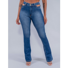 Calça Jeans Atacado Flare Feminina Revanche Ananda Azul Frente