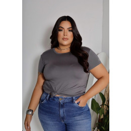 Blusa Baby Look Basica Curvy Atacado Feminina Revanche Zadar Preto