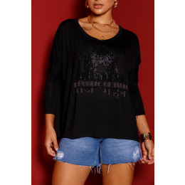 Blusa Ampla Com Pedras Atacado Feminina Revanche Tenares