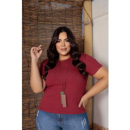 Blusa Canelada Decote Careca Curvy Atacado Feminina Revanche Jesuânia Preto