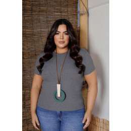 Blusa Canelada Decote Careca Curvy Atacado Feminina Revanche Jesuânia Preto