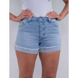 Shorts Jeans Atacado Feminino Revanche Chantell Azul Detalhe Frente